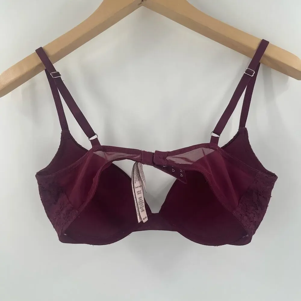 VICTORIA'S SECRET Bra Size 32D Dream Angels Push Up Plum Intimates Lingerie
